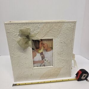 Keepsake Box & Photo Album Made W/Natural Fiber Leaf Motif Paper